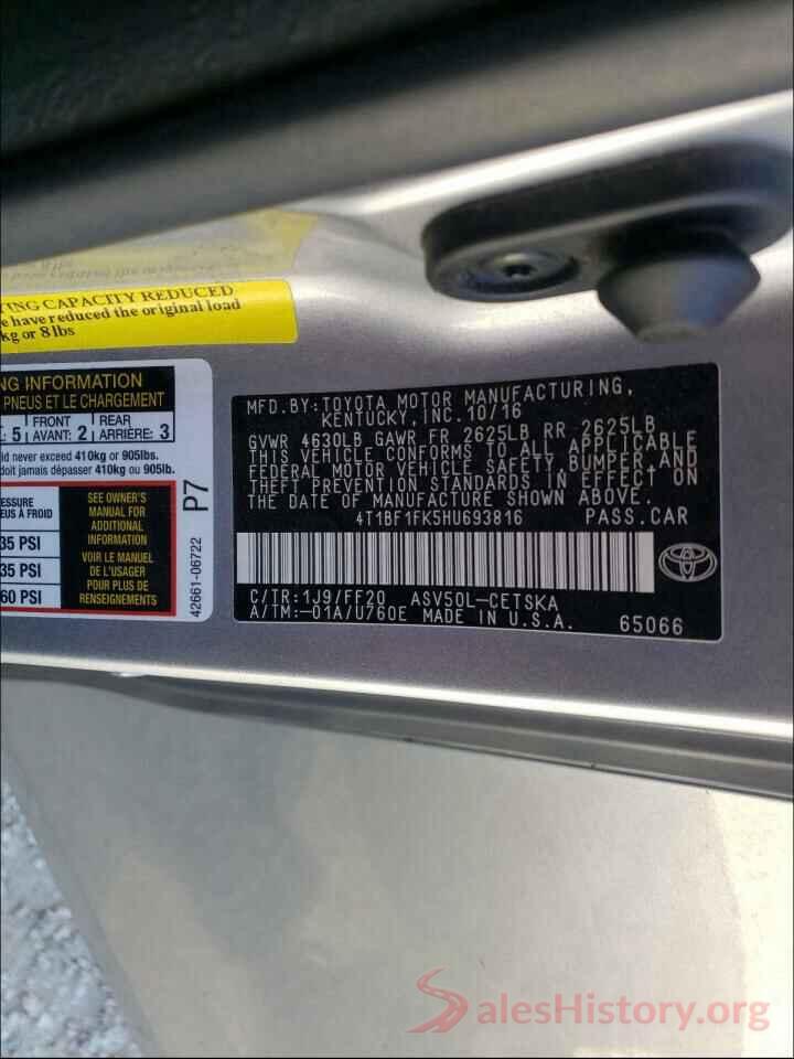 4T1BF1FK5HU693816 2017 TOYOTA CAMRY