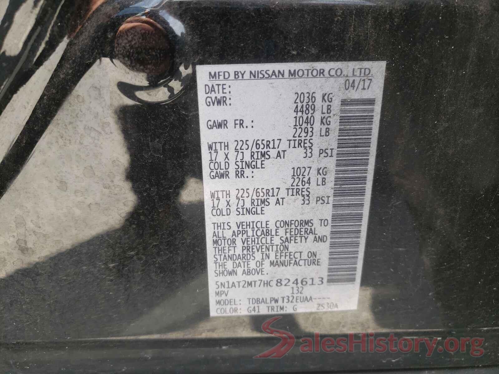 5N1AT2MT7HC824613 2017 NISSAN ROGUE