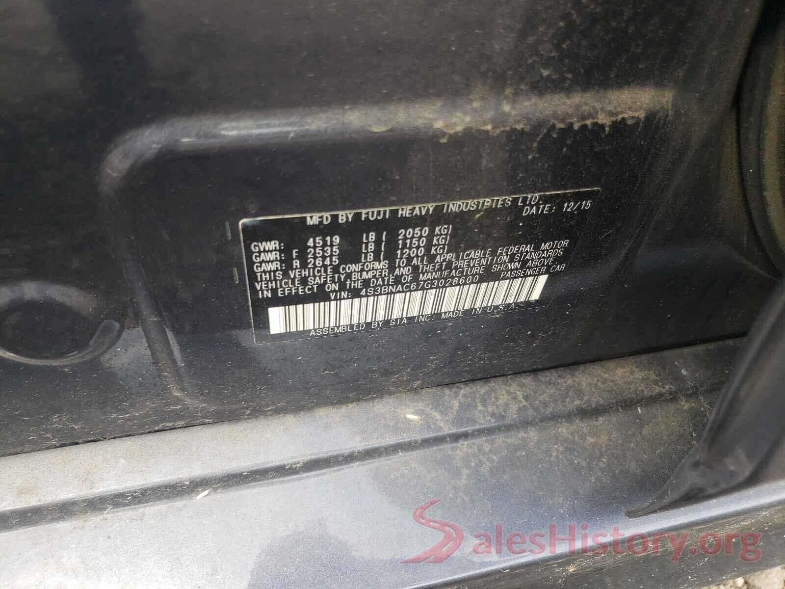 4S3BNAC67G3028600 2016 SUBARU LEGACY