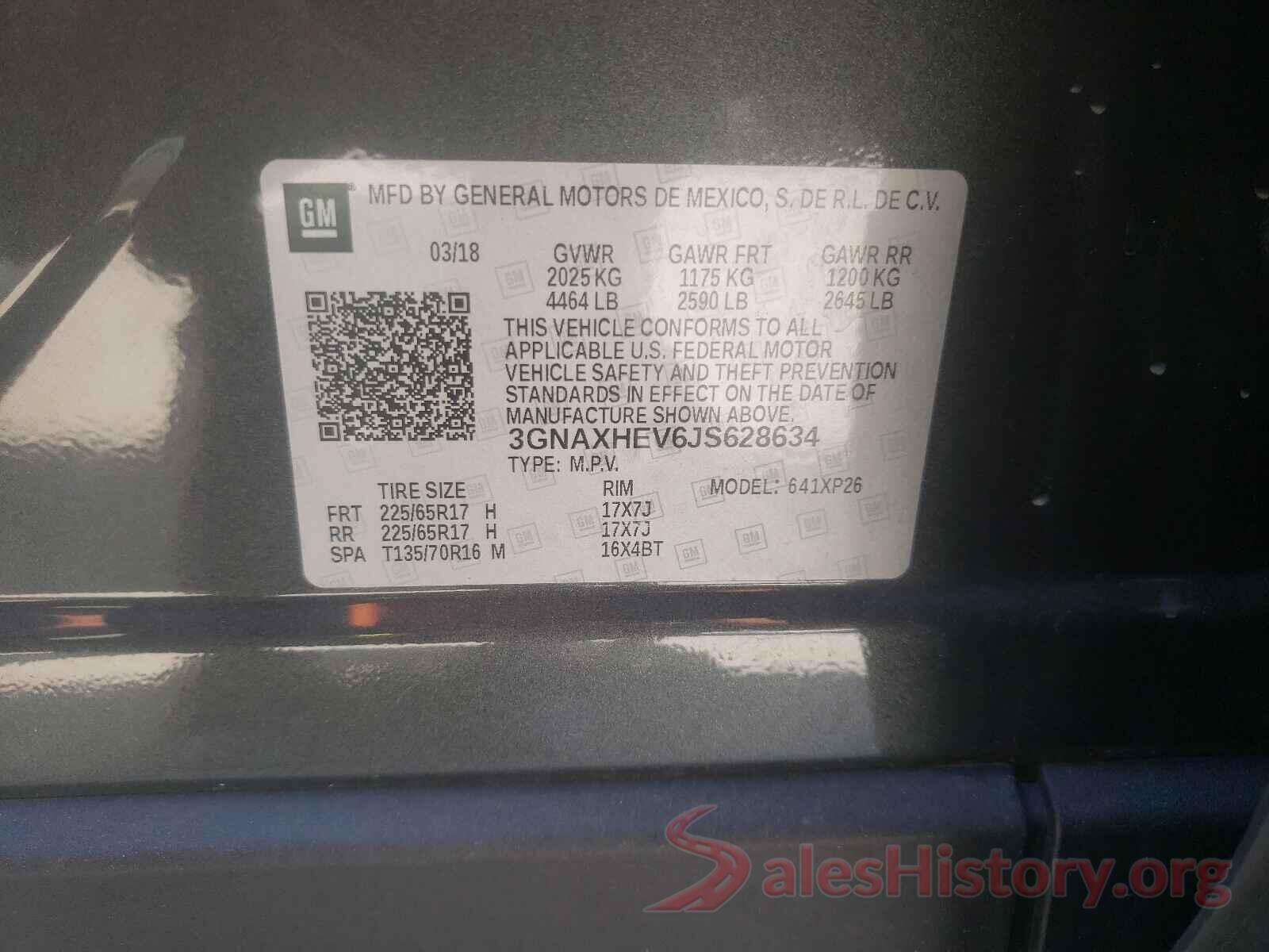 3GNAXHEV6JS628634 2018 CHEVROLET EQUINOX