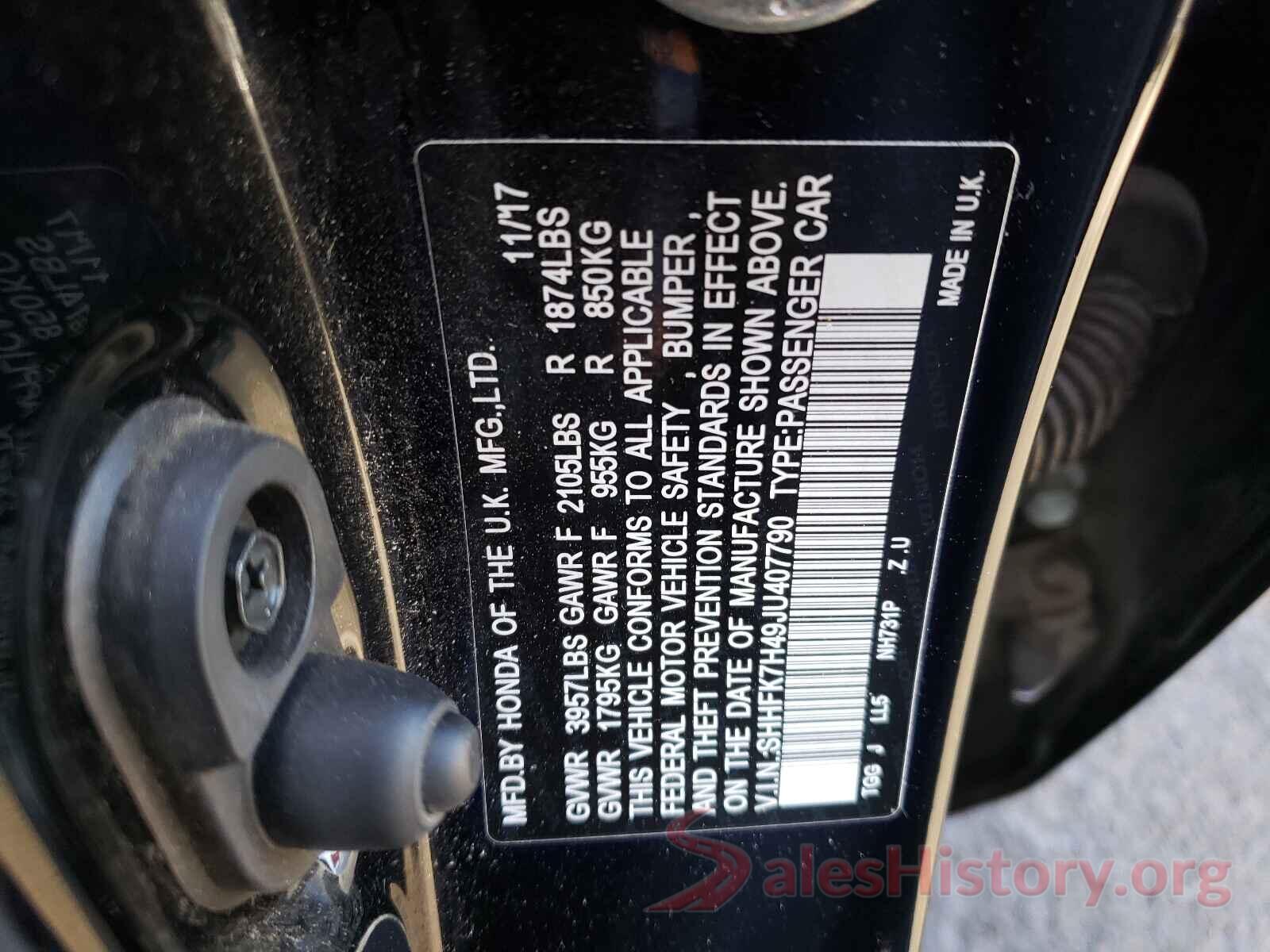 SHHFK7H49JU407790 2018 HONDA CIVIC