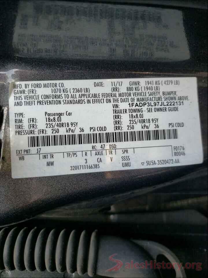 1FADP3L97JL222131 2018 FORD FOCUS