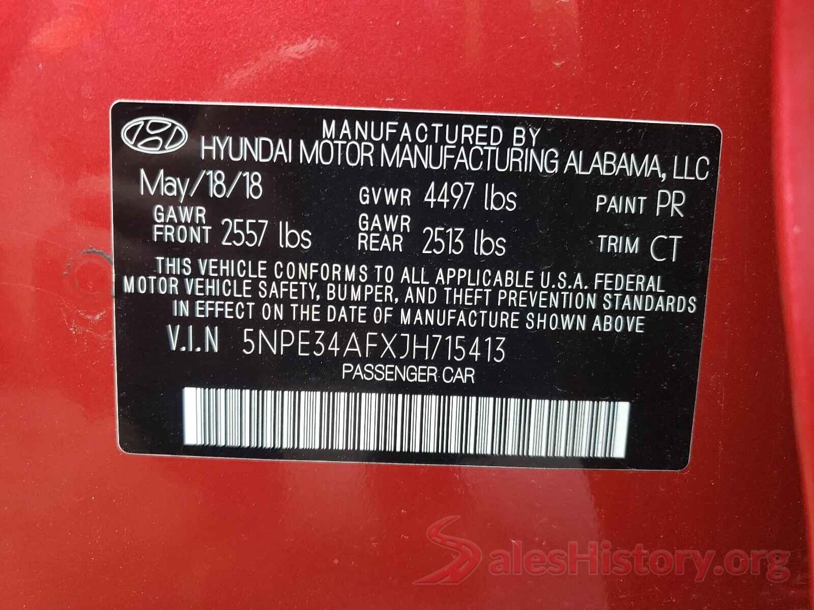 5NPE34AFXJH715413 2018 HYUNDAI SONATA