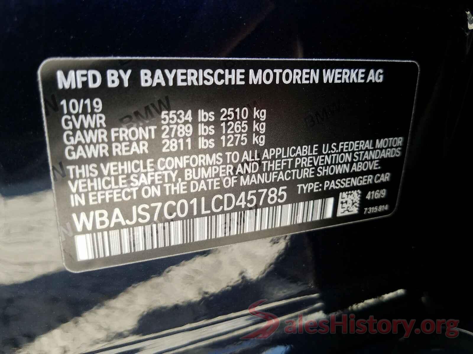 WBAJS7C01LCD45785 2020 BMW M5