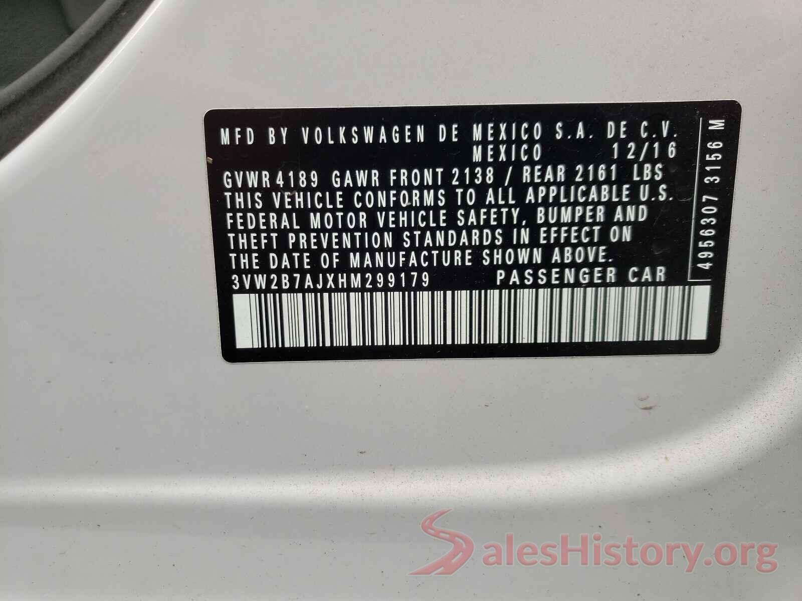 3VW2B7AJXHM299179 2017 VOLKSWAGEN JETTA