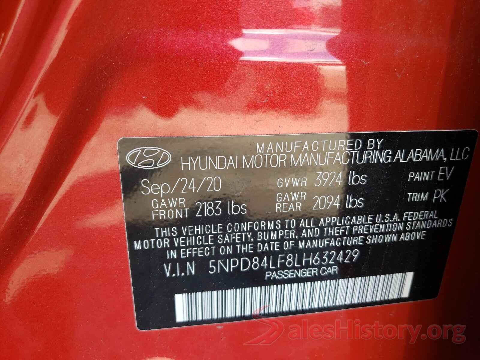 5NPD84LF8LH632429 2020 HYUNDAI ELANTRA