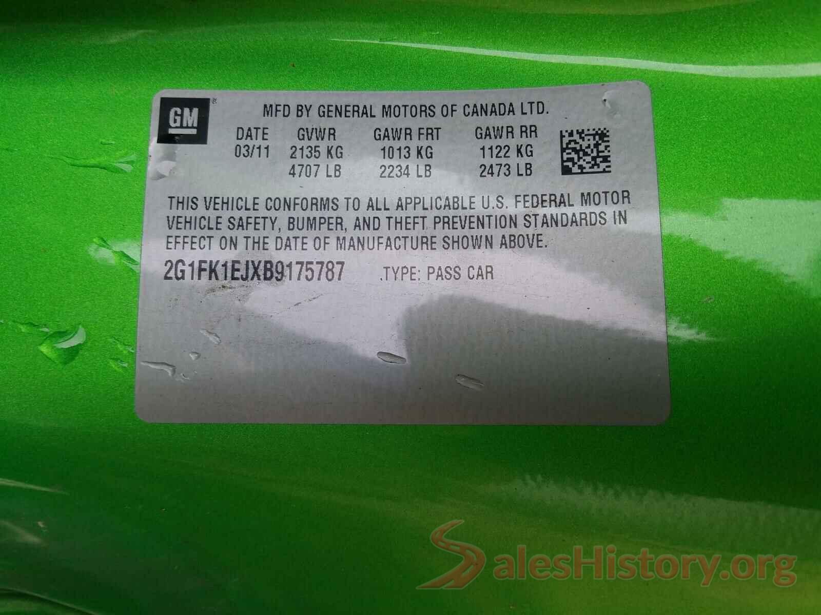 2G1FK1EJXB9175787 2011 CHEVROLET CAMARO