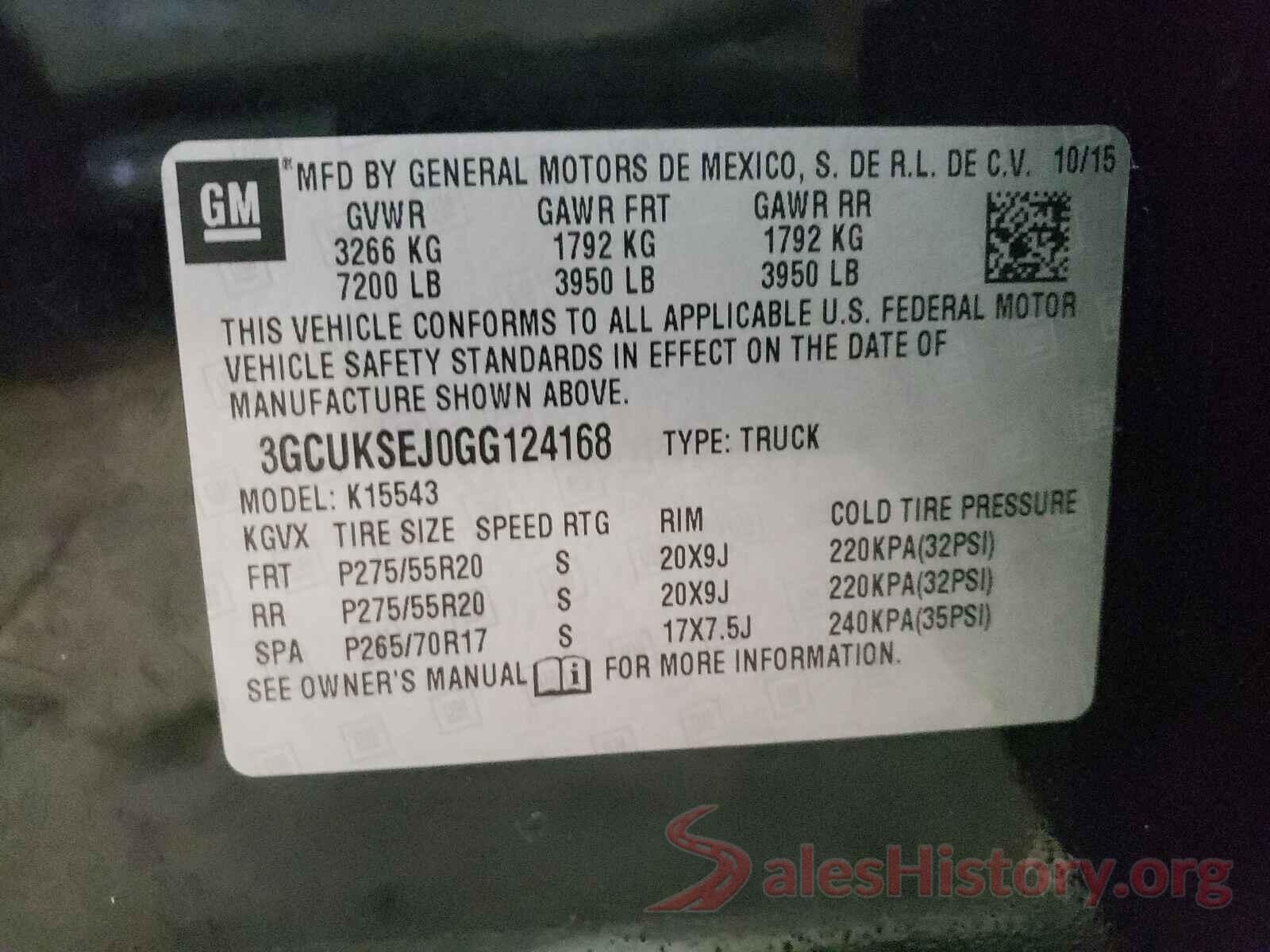 3GCUKSEJ0GG124168 2016 CHEVROLET SILVERADO