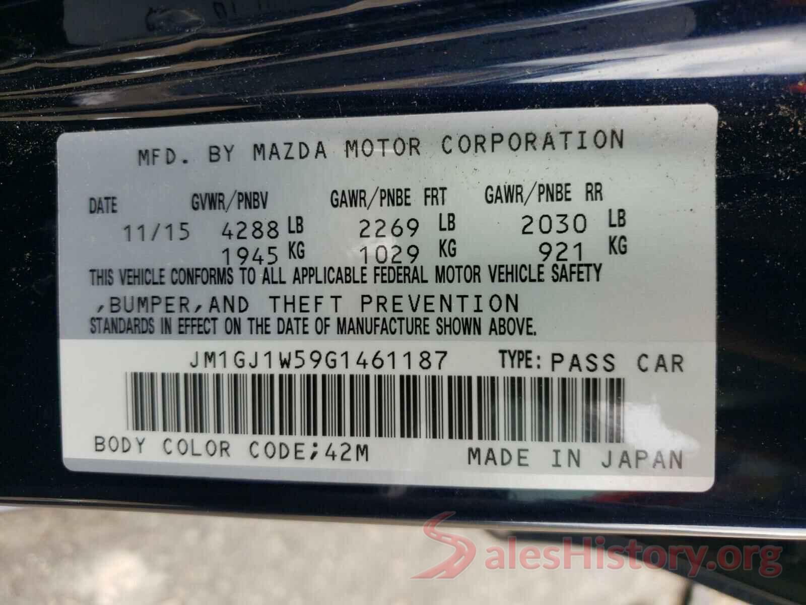 JM1GJ1W59G1461187 2016 MAZDA 6