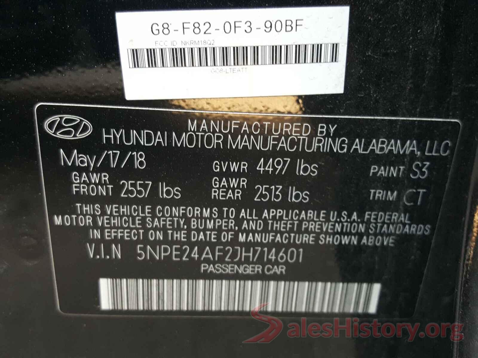 5NPE24AF2JH714601 2018 HYUNDAI SONATA