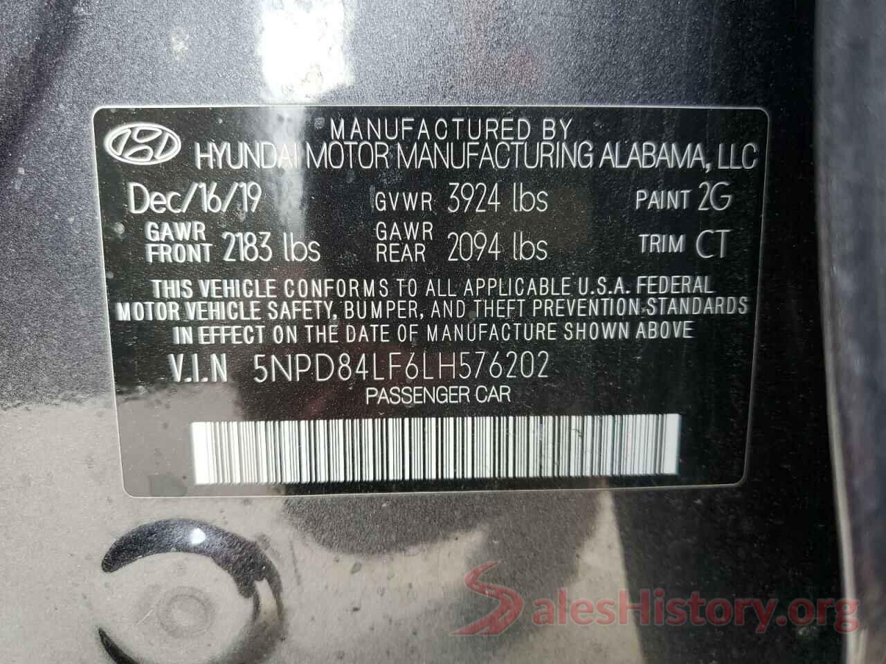 5NPD84LF6LH576202 2020 HYUNDAI ELANTRA