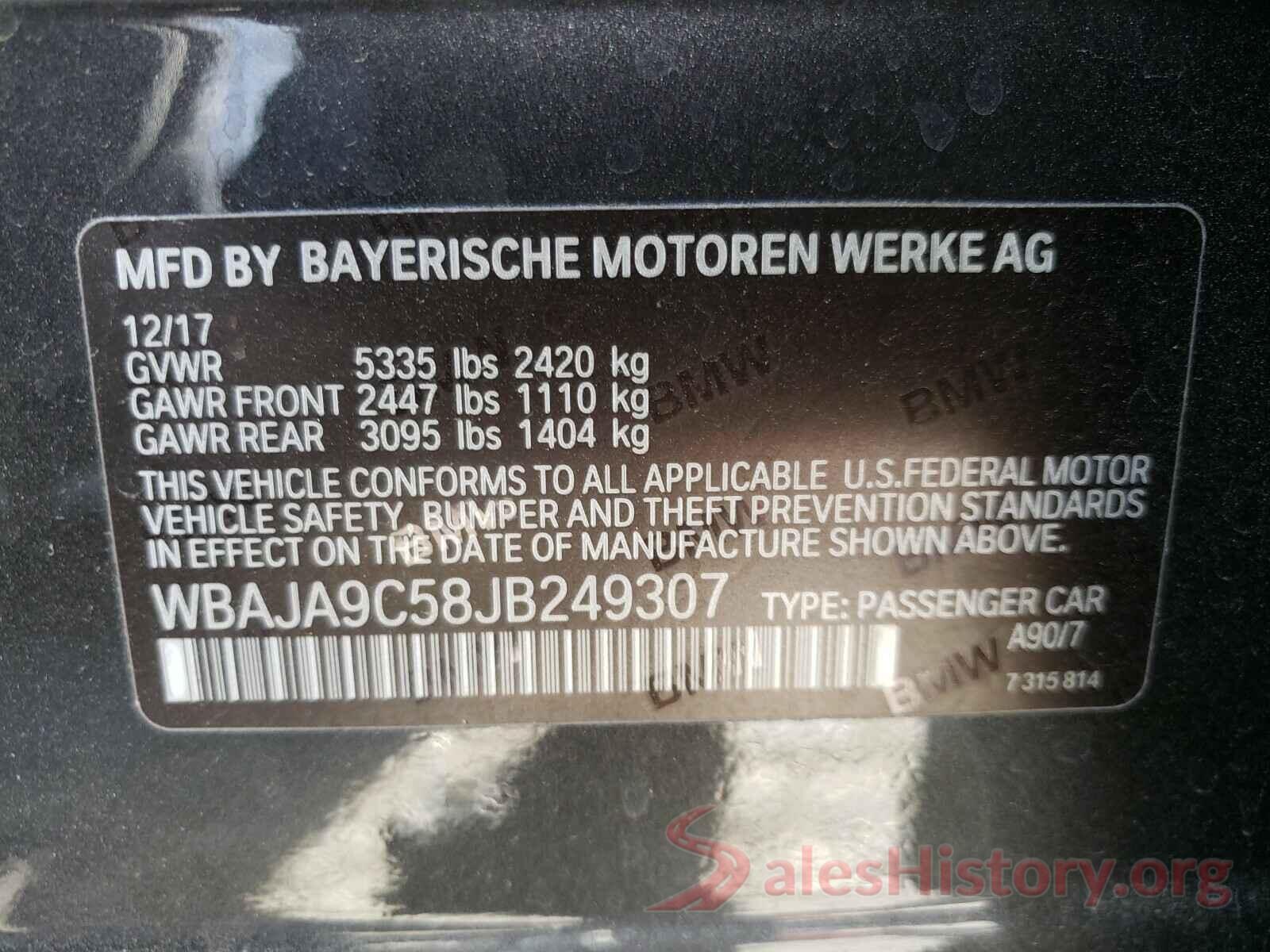 WBAJA9C58JB249307 2018 BMW 5 SERIES