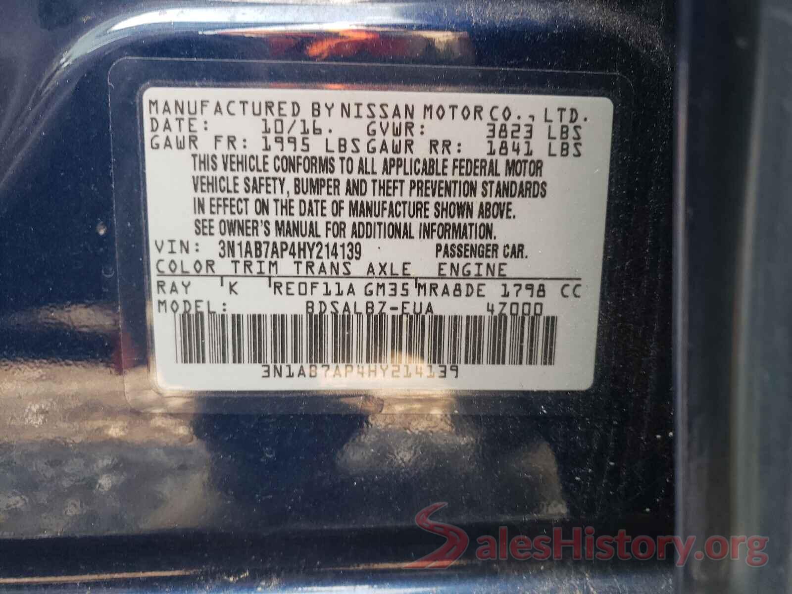 3N1AB7AP4HY214139 2017 NISSAN SENTRA