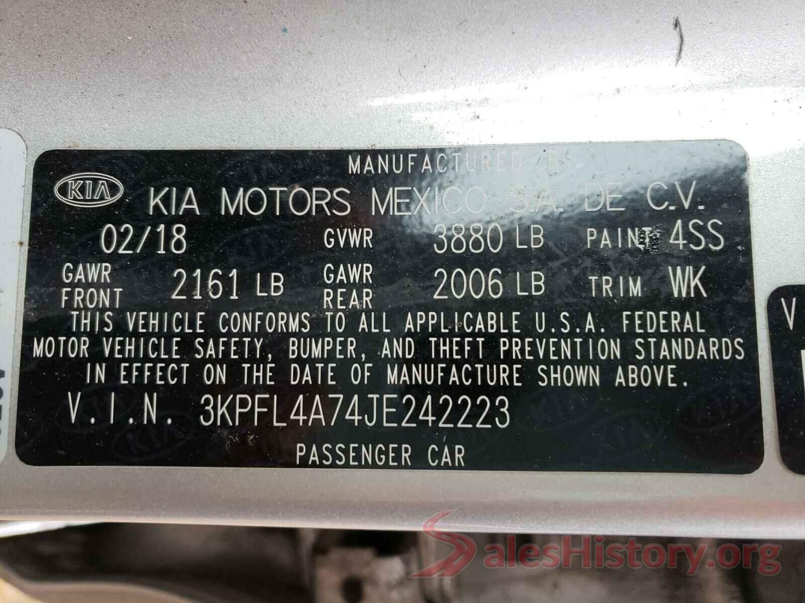 3KPFL4A74JE242223 2018 KIA FORTE