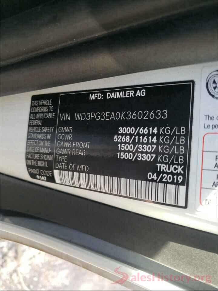 WD3PG3EA0K3602633 2019 MERCEDES-BENZ ALL OTHER