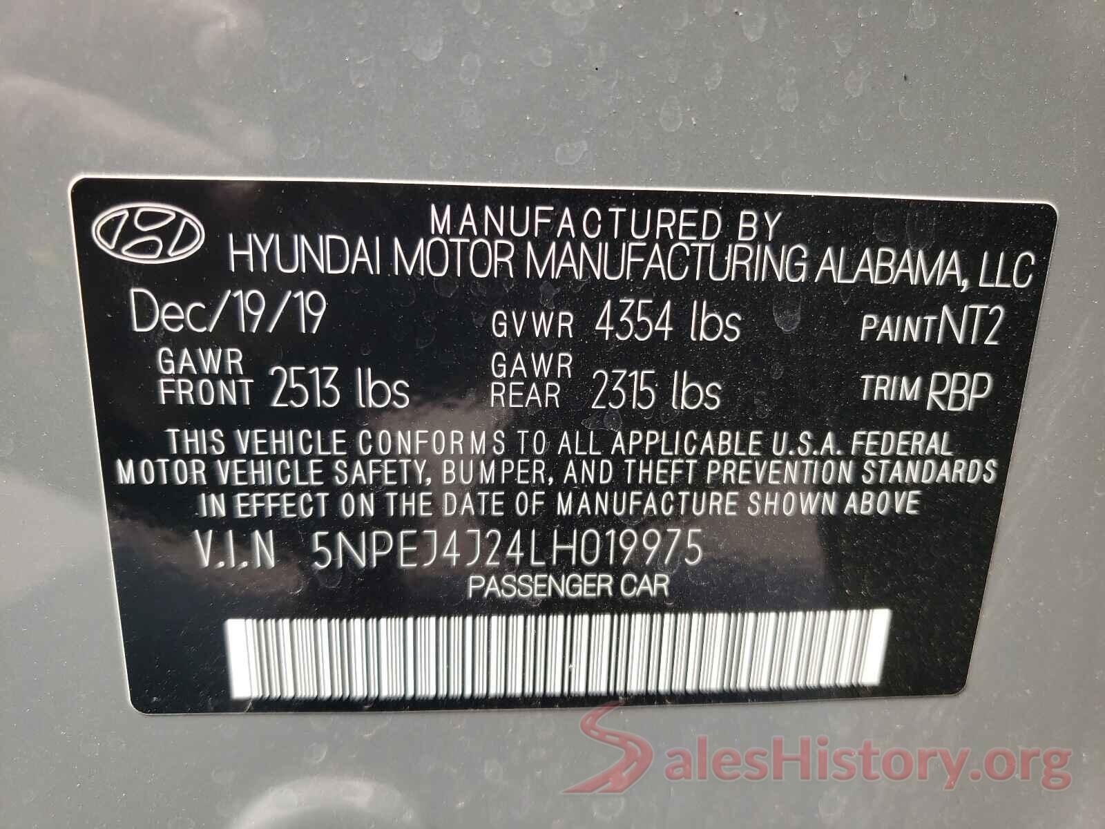 5NPEJ4J24LH019975 2020 HYUNDAI SONATA