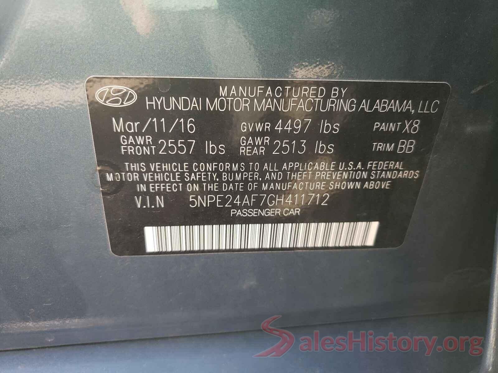 5NPE24AF7GH411712 2016 HYUNDAI SONATA