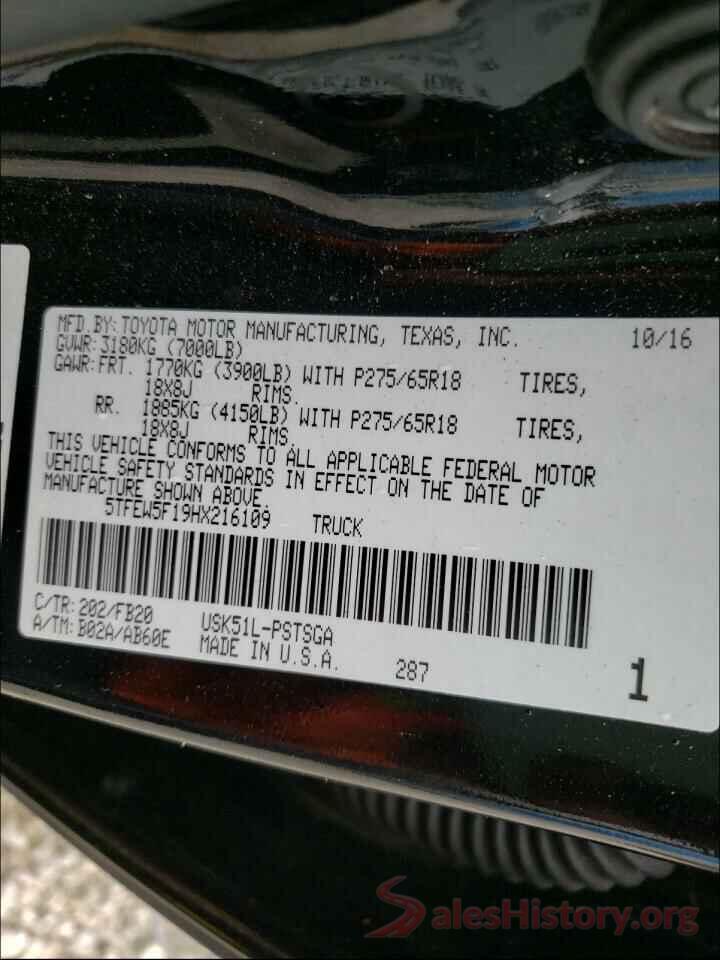 5TFEW5F19HX216109 2017 TOYOTA TUNDRA