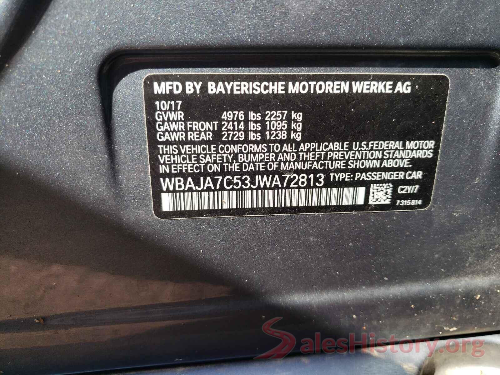 WBAJA7C53JWA72813 2018 BMW 5 SERIES