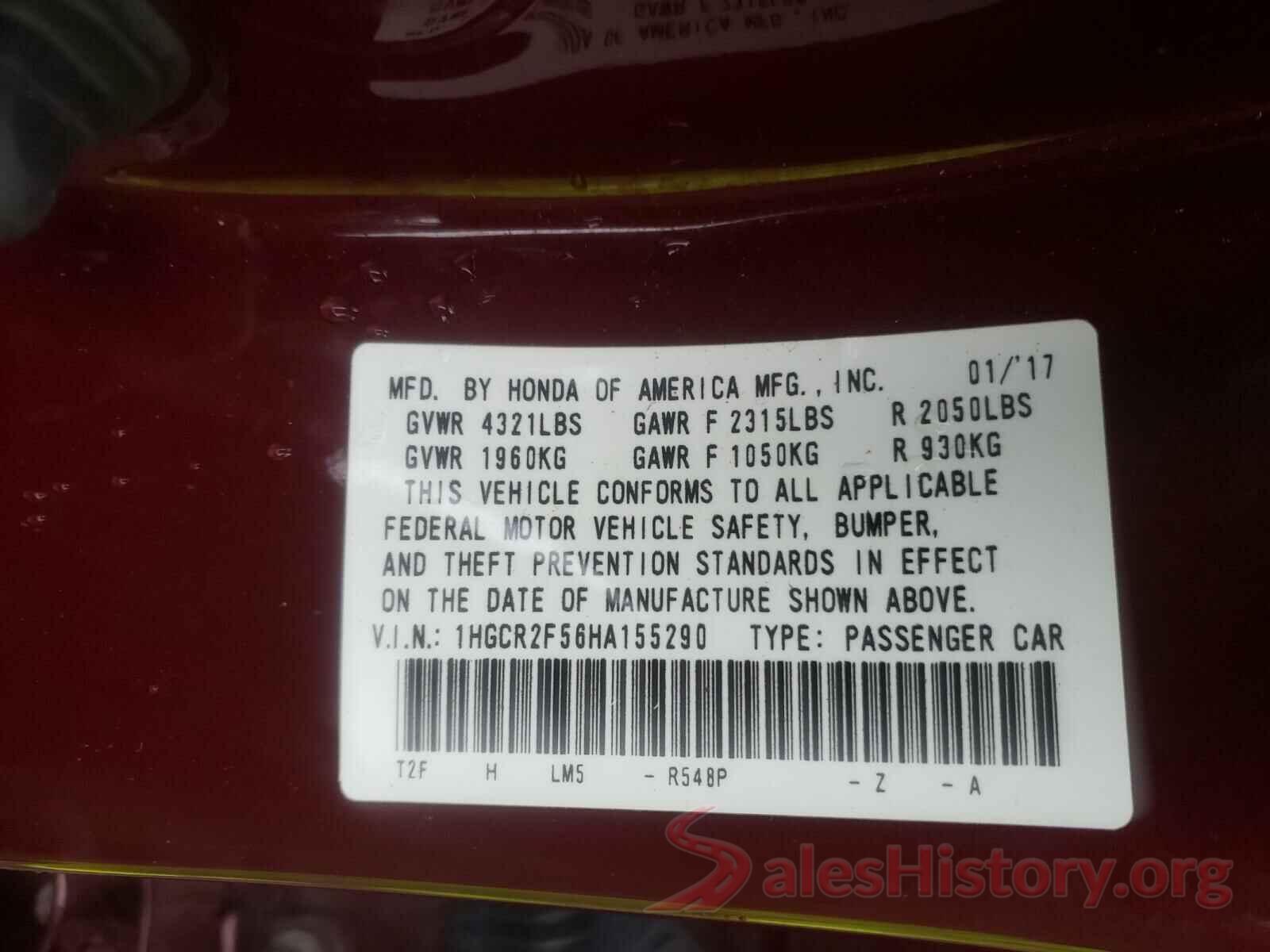 1HGCR2F56HA155290 2017 HONDA ACCORD