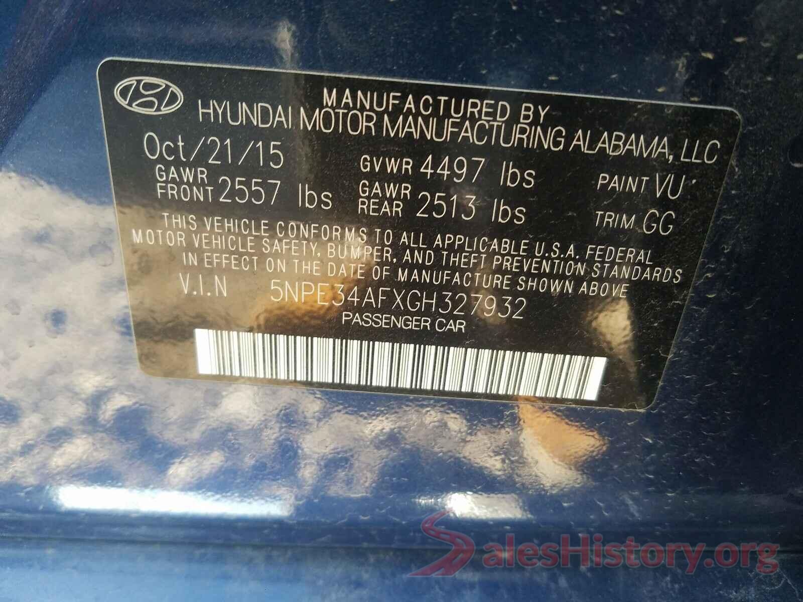 5NPE34AFXGH327932 2016 HYUNDAI SONATA