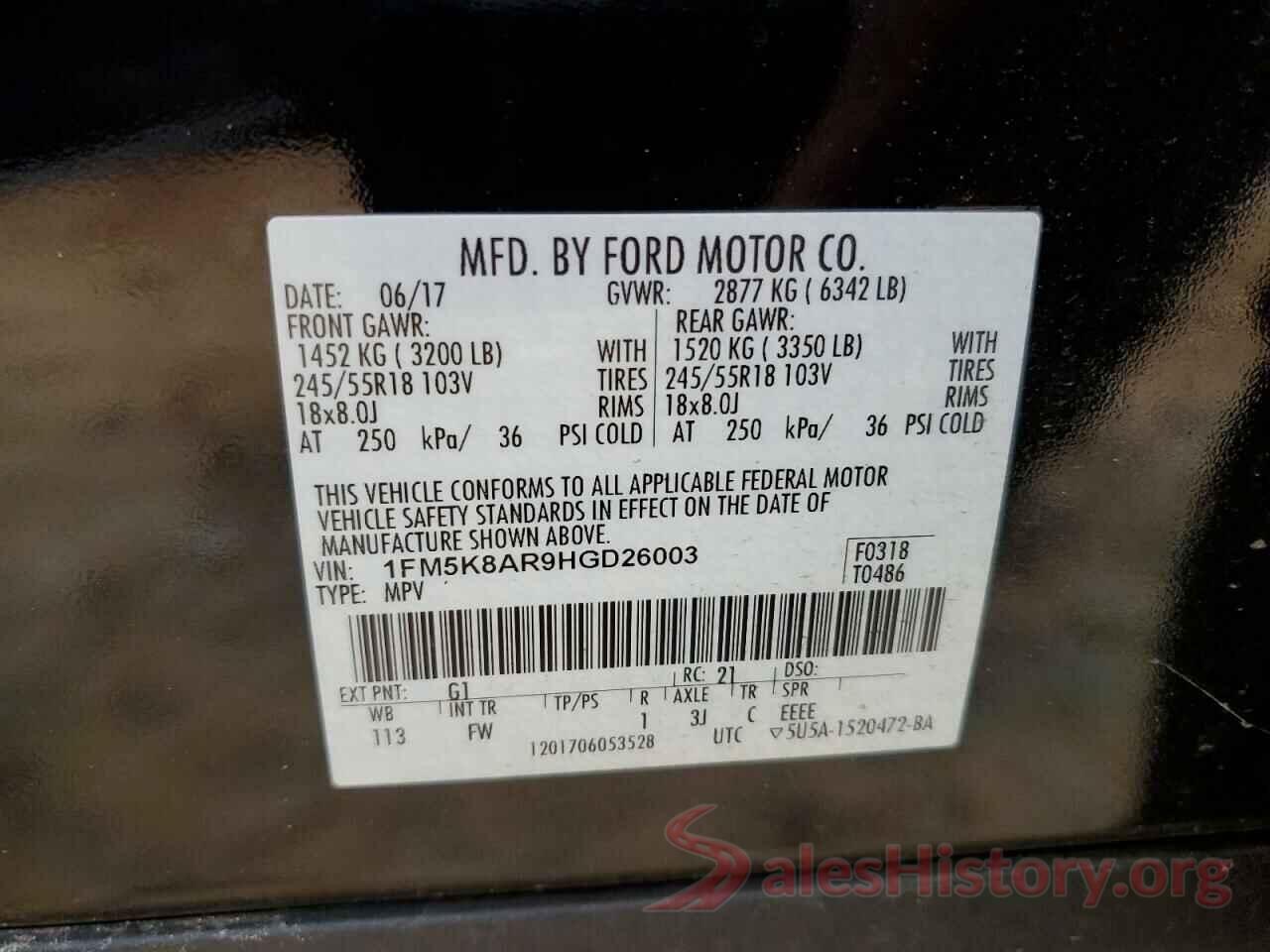 1FM5K8AR9HGD26003 2017 FORD EXPLORER