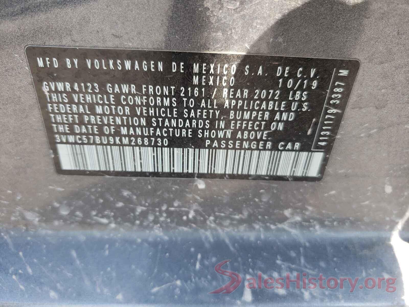 3VWC57BU9KM268730 2019 VOLKSWAGEN JETTA