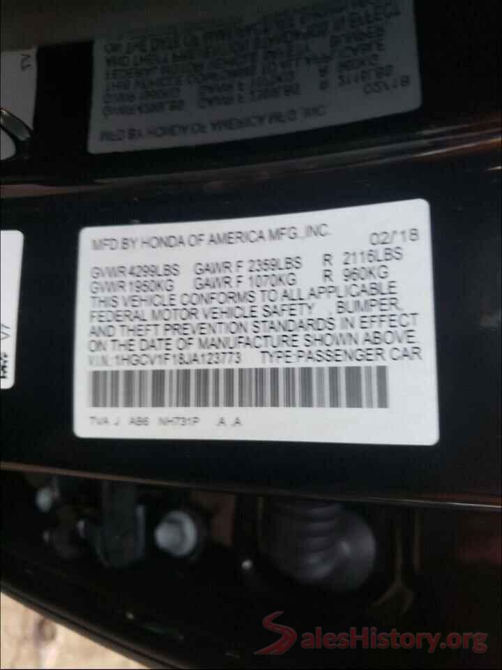 1HGCV1F18JA123773 2018 HONDA ACCORD