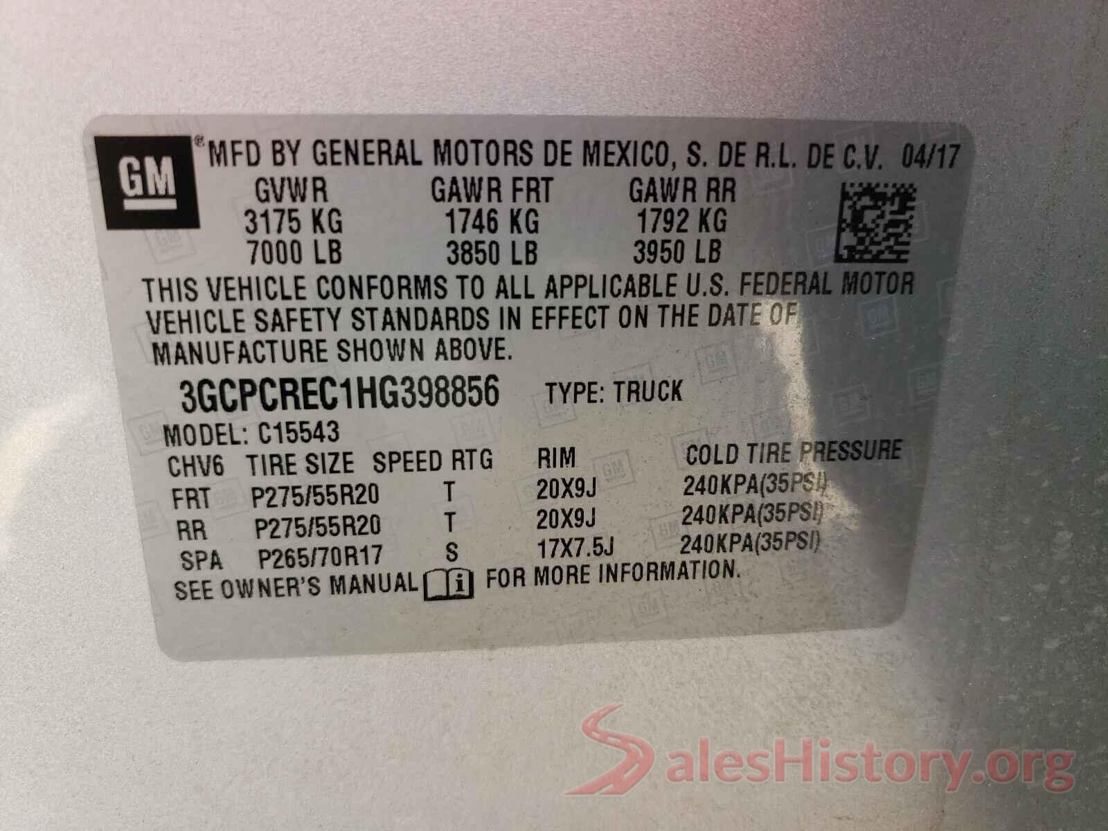 3GCPCREC1HG398856 2017 CHEVROLET SILVERADO