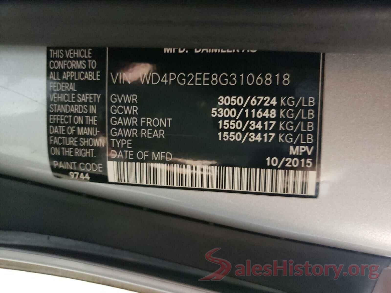 WD4PG2EE8G3106818 2016 MERCEDES-BENZ METRIS