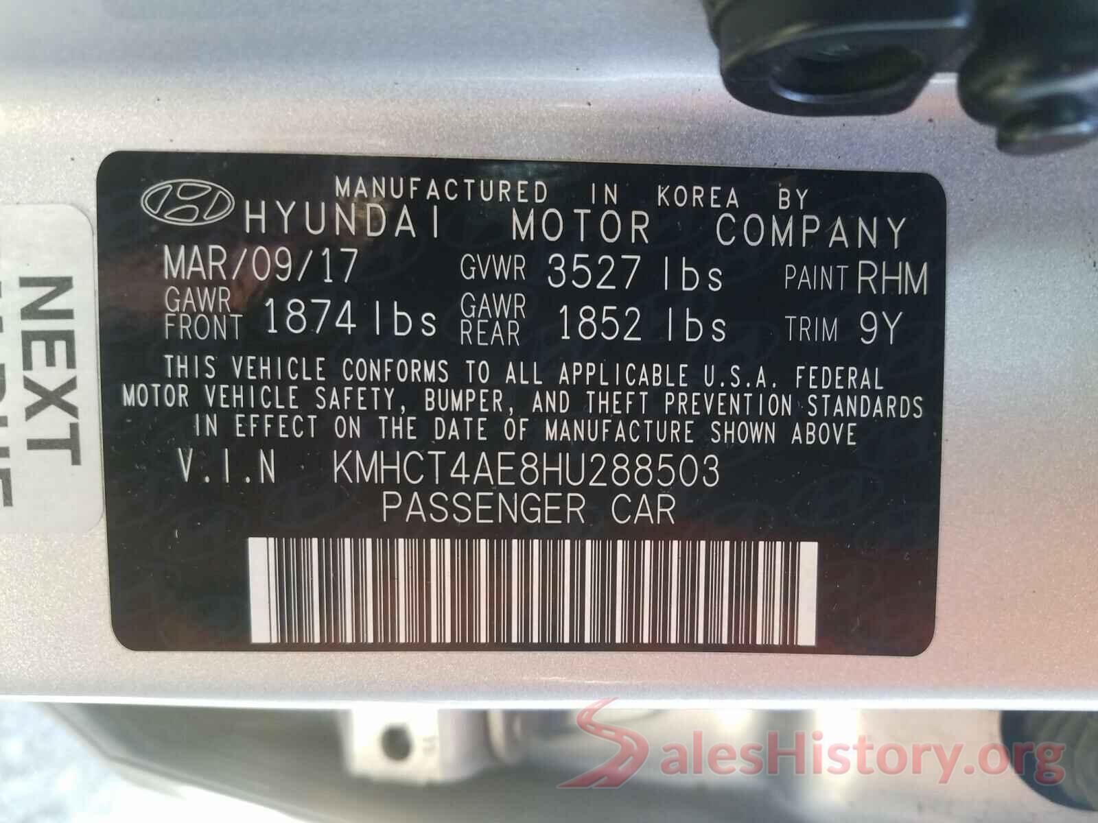 KMHCT4AE8HU288503 2017 HYUNDAI ACCENT