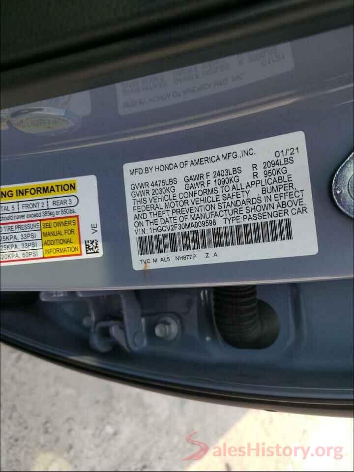 1HGCV2F30MA009598 2021 HONDA ACCORD