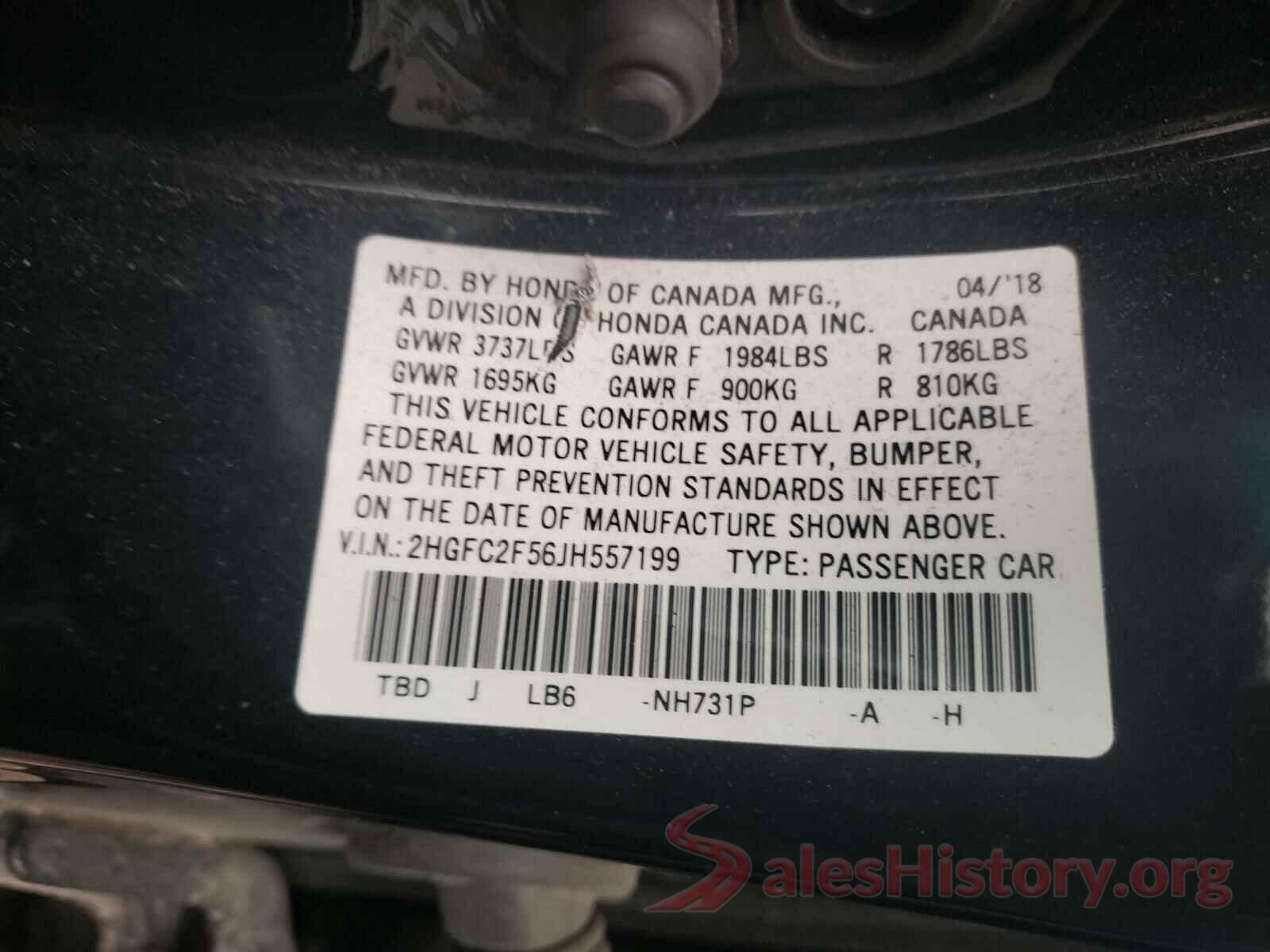 2HGFC2F56JH557199 2018 HONDA CIVIC