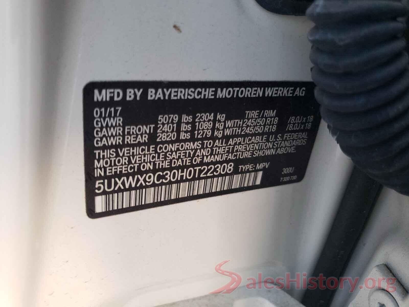 5UXWX9C30H0T22308 2017 BMW X3