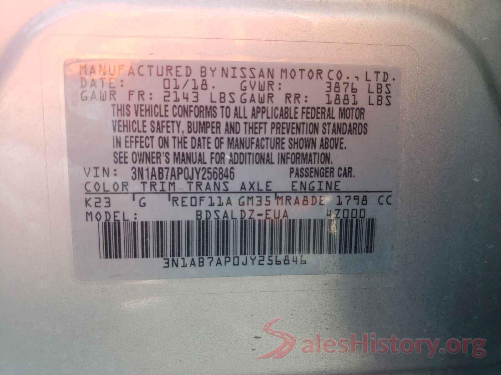 3N1AB7AP0JY256846 2018 NISSAN SENTRA