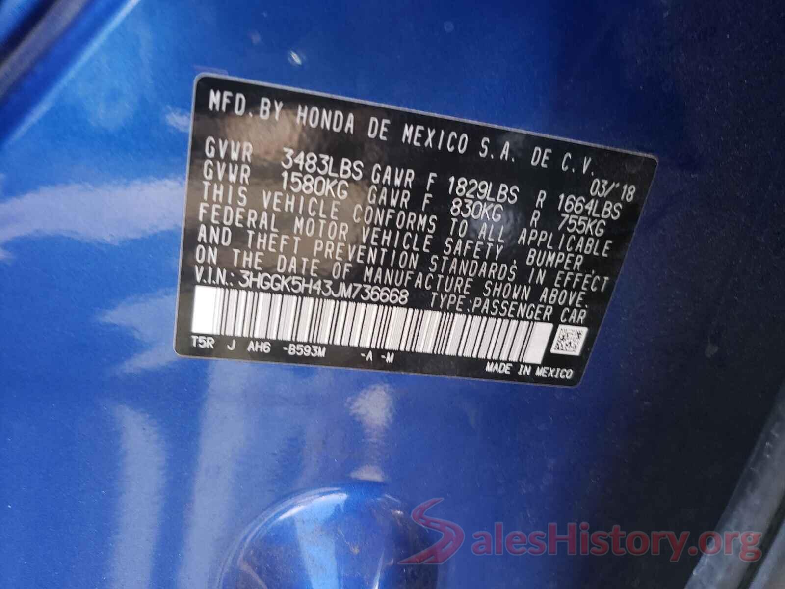 3HGGK5H43JM736668 2018 HONDA FIT