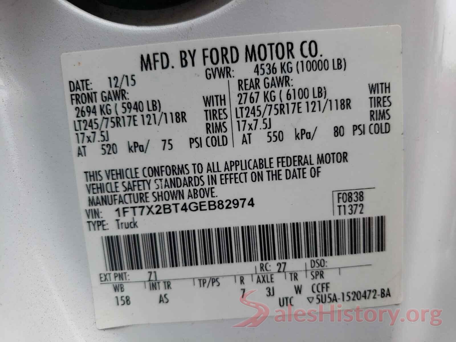 1FT7X2BT4GEB82974 2016 FORD F250