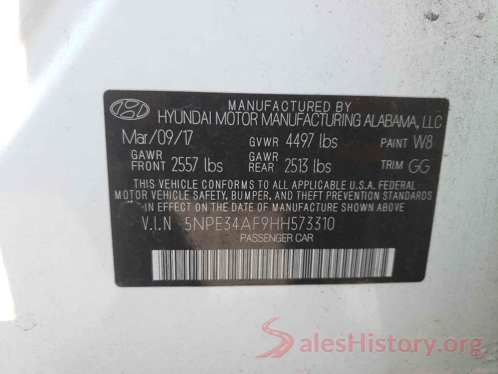 5NPE34AF9HH573310 2017 HYUNDAI SONATA