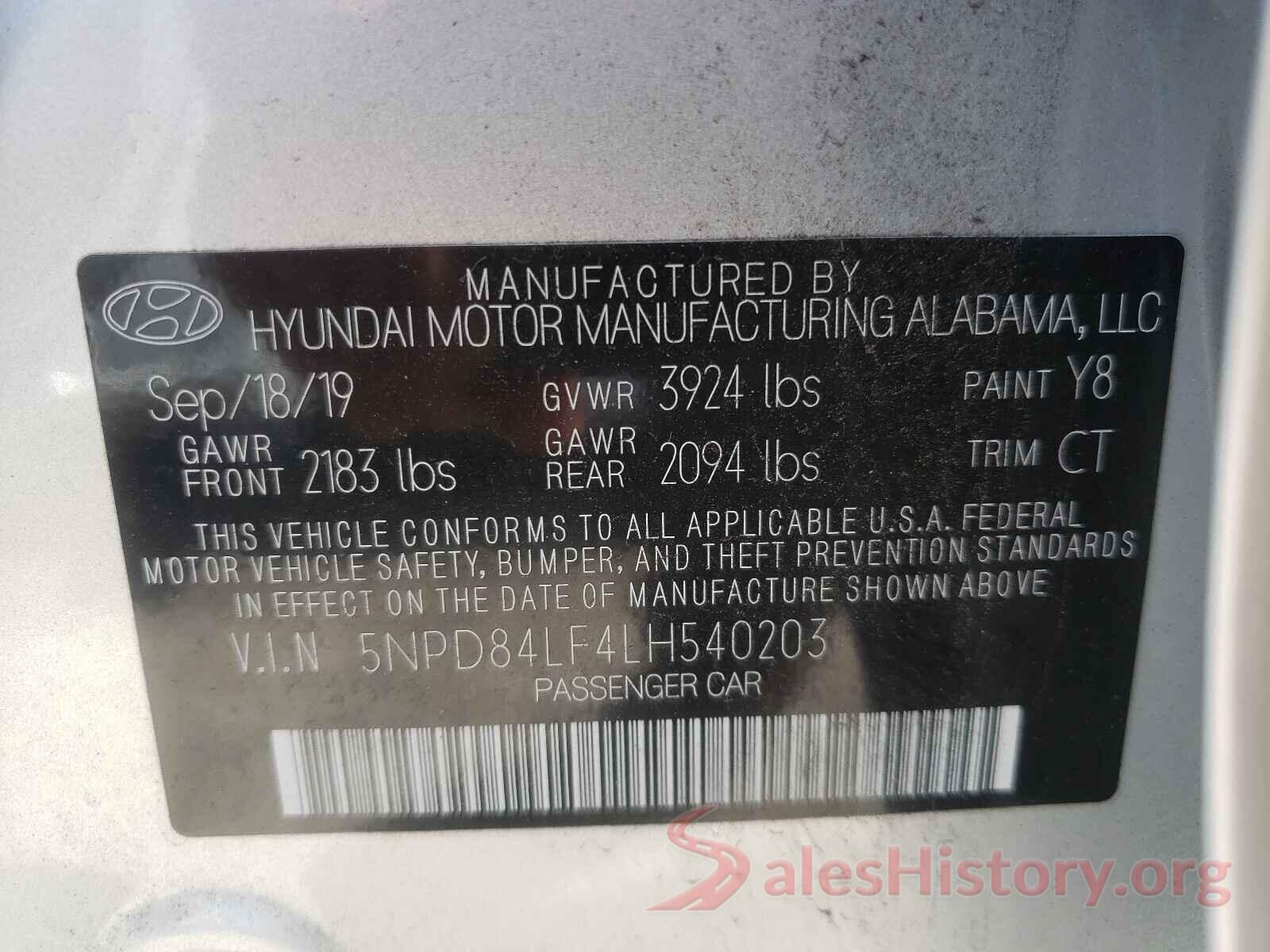 5NPD84LF4LH540203 2020 HYUNDAI ELANTRA