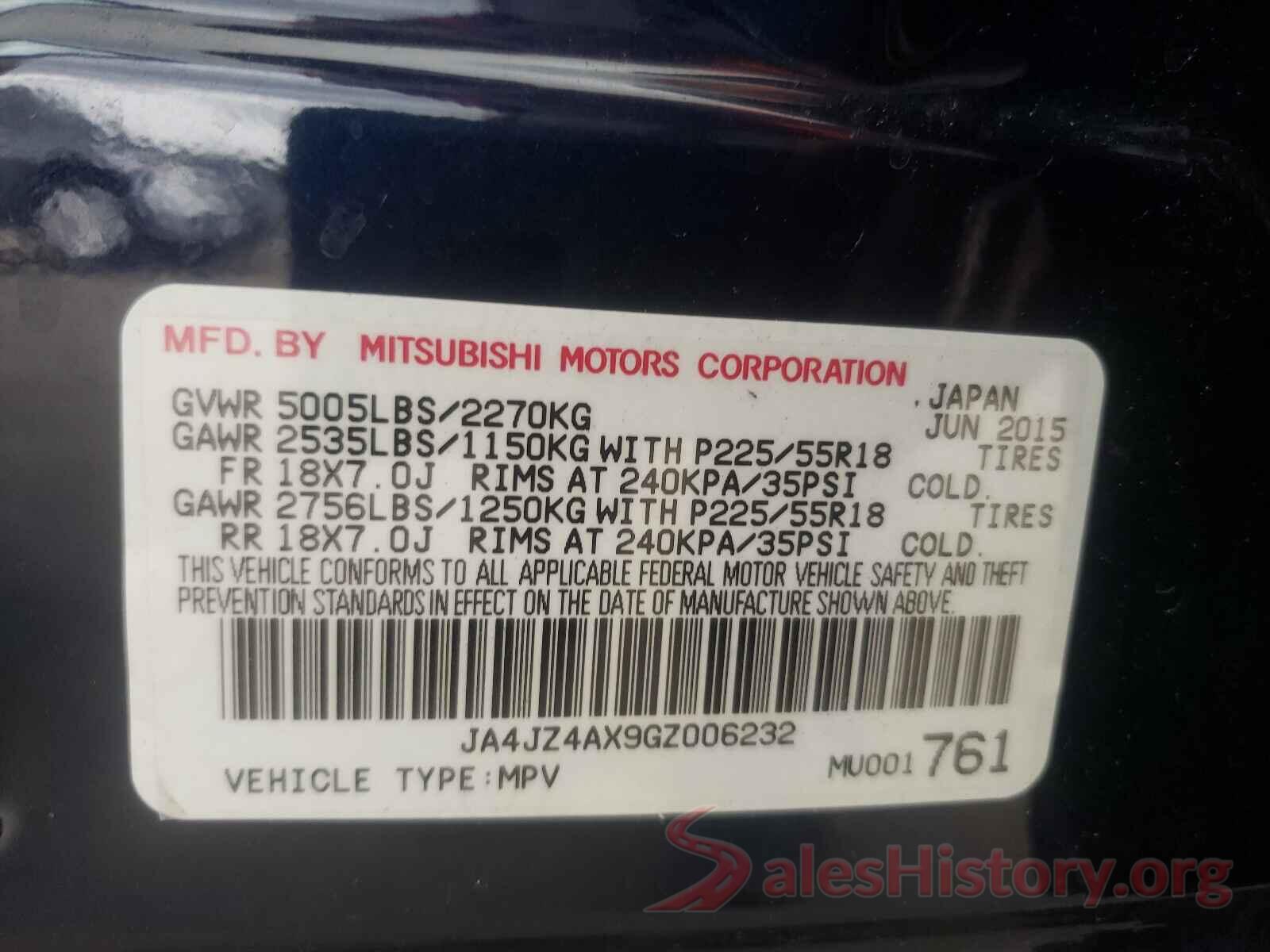 JA4JZ4AX9GZ006232 2016 MITSUBISHI OUTLANDER