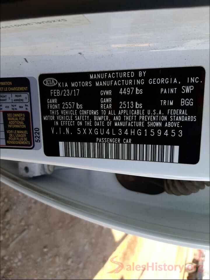 5XXGU4L34HG159453 2017 KIA OPTIMA