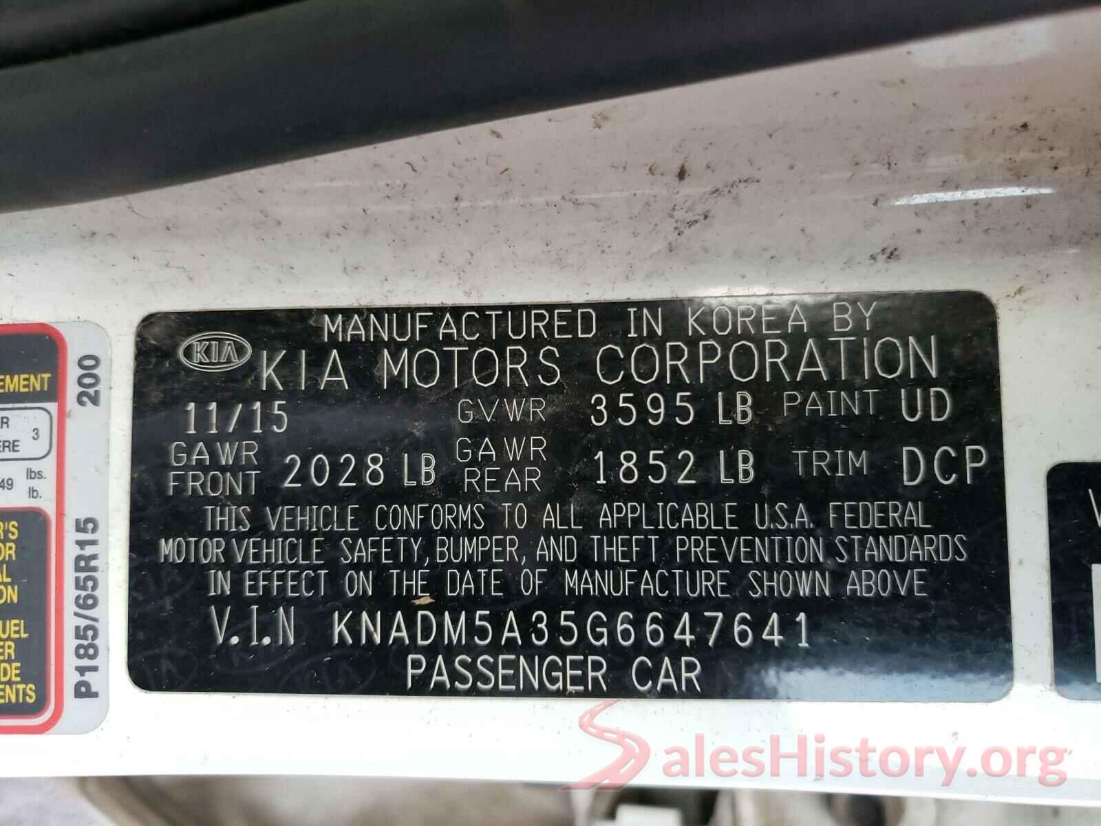 KNADM5A35G6647641 2016 KIA RIO