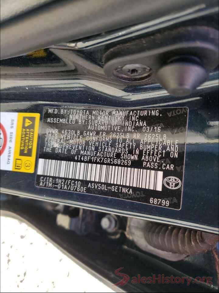 4T4BF1FK7GR568269 2016 TOYOTA CAMRY