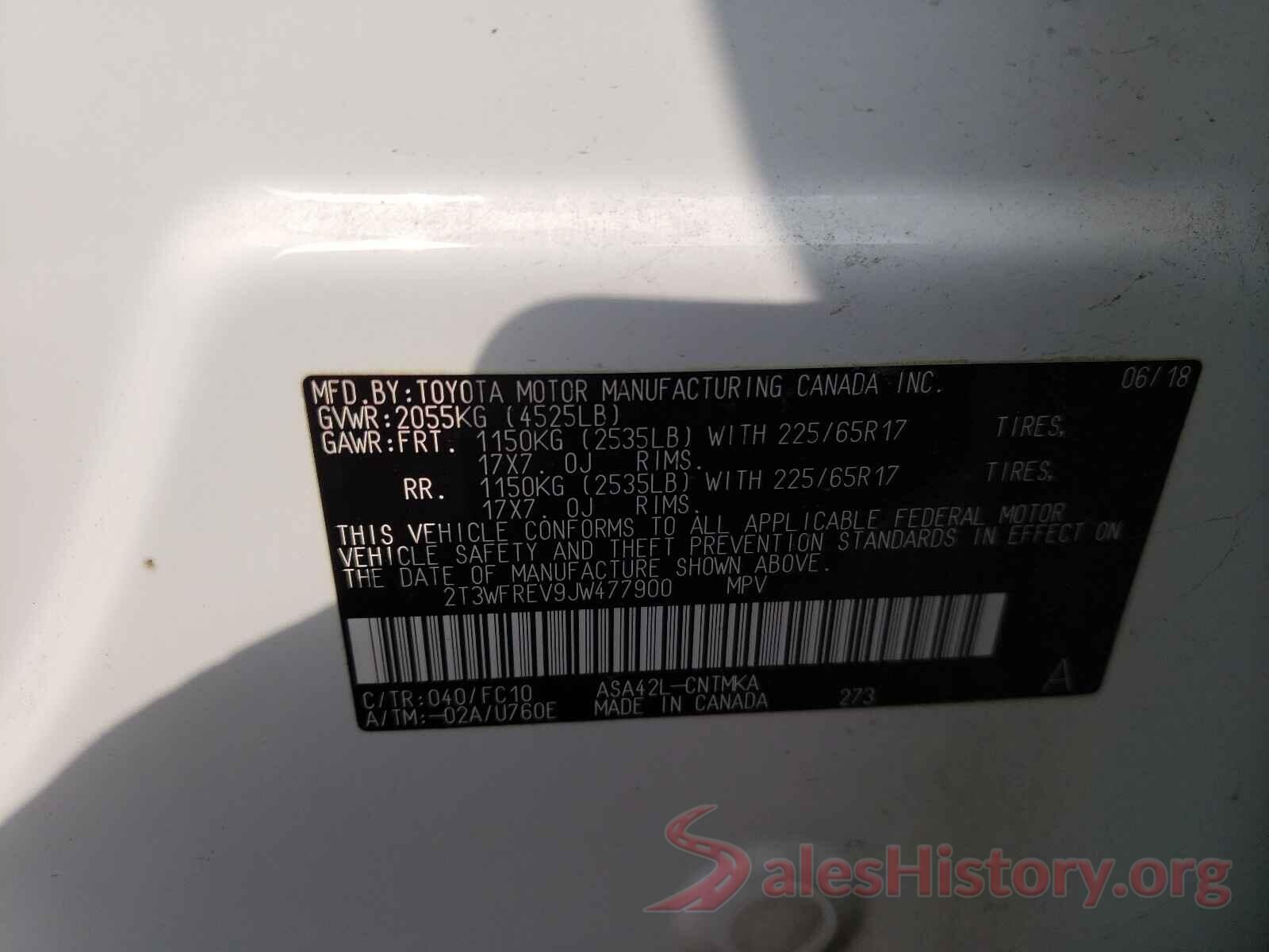 2T3WFREV9JW477900 2018 TOYOTA RAV4