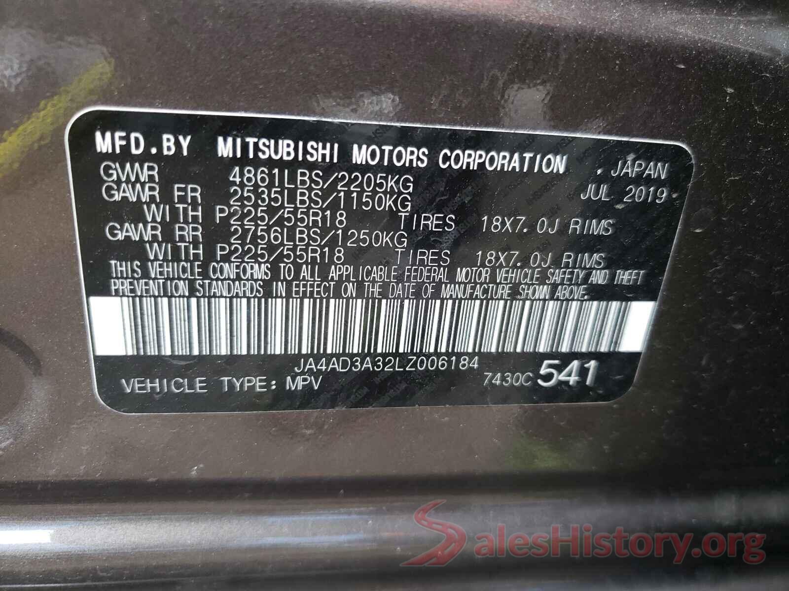 JA4AD3A32LZ006184 2020 MITSUBISHI OUTLANDER