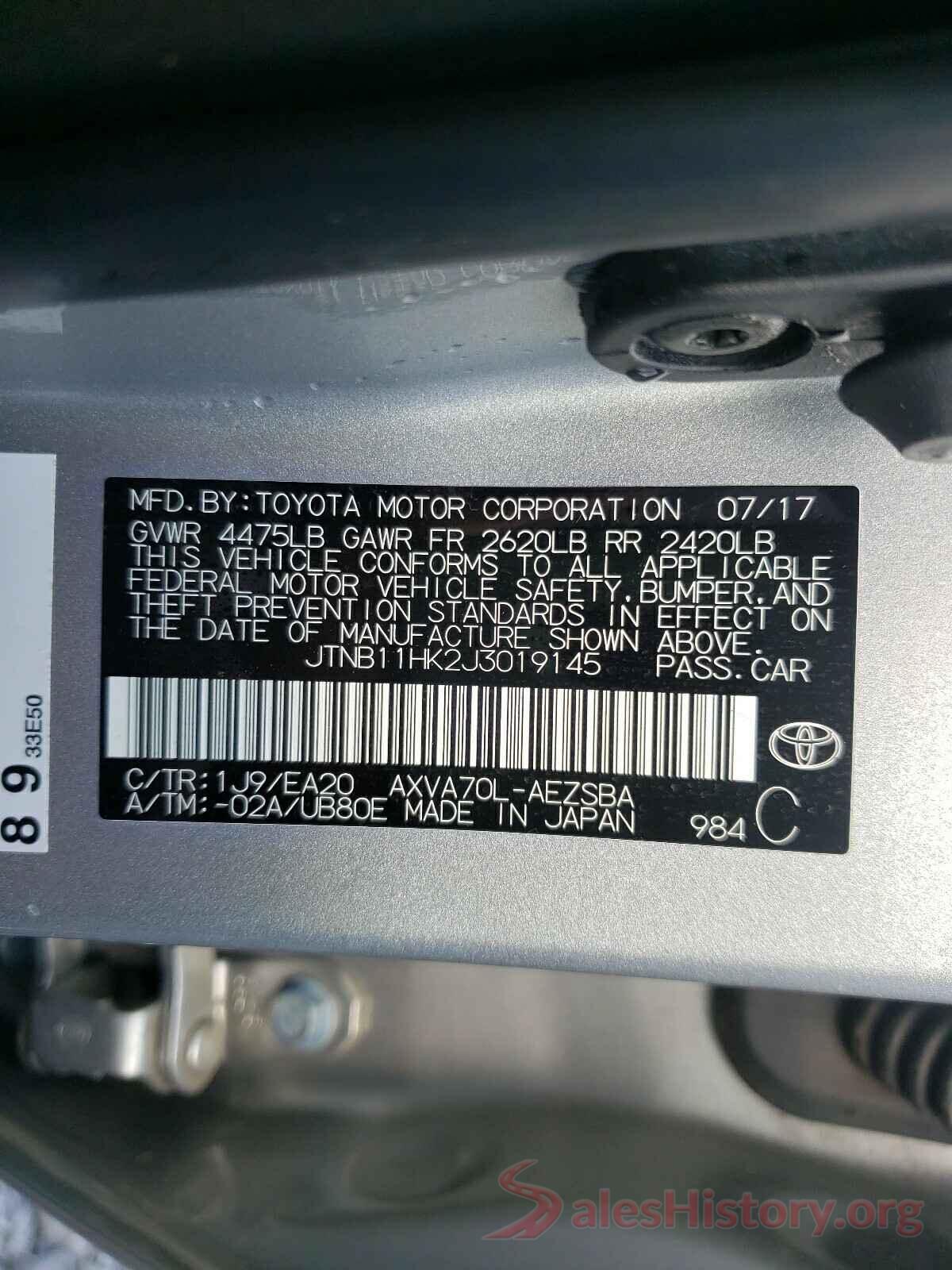 JTNB11HK2J3019145 2018 TOYOTA CAMRY