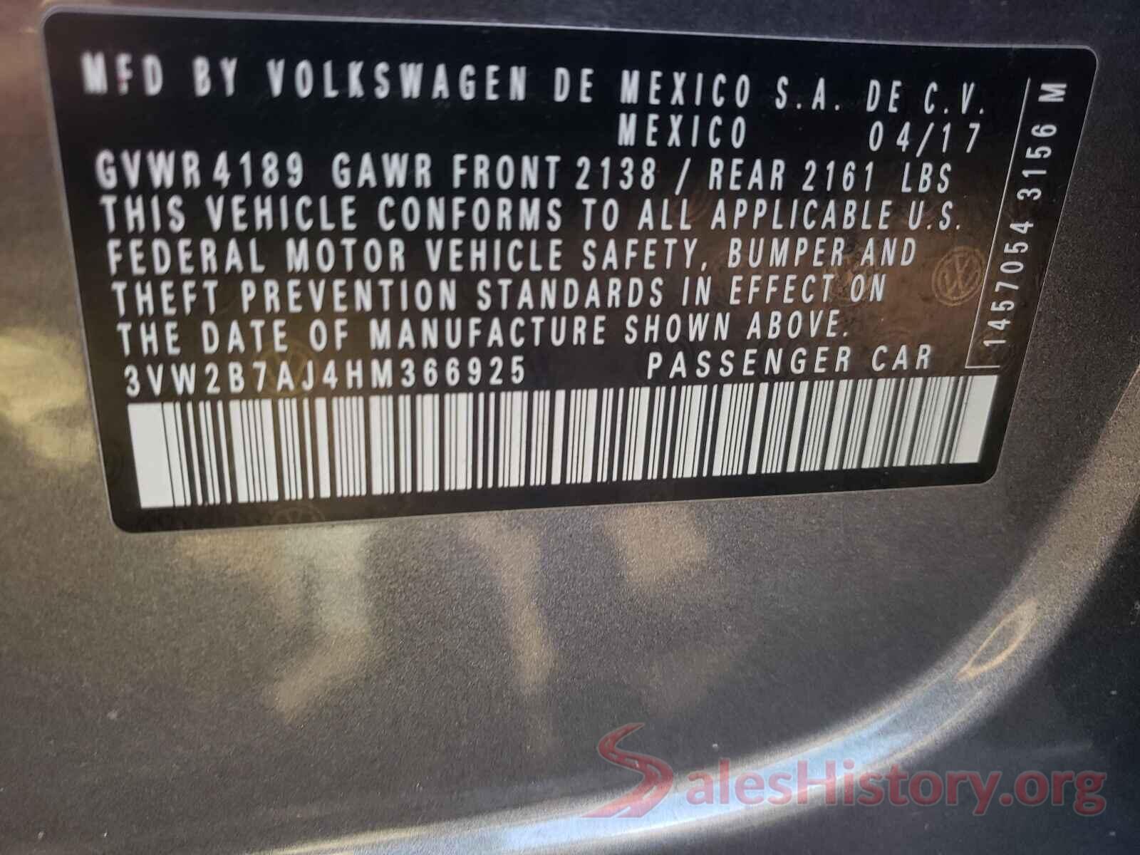 3VW2B7AJ4HM366925 2017 VOLKSWAGEN JETTA