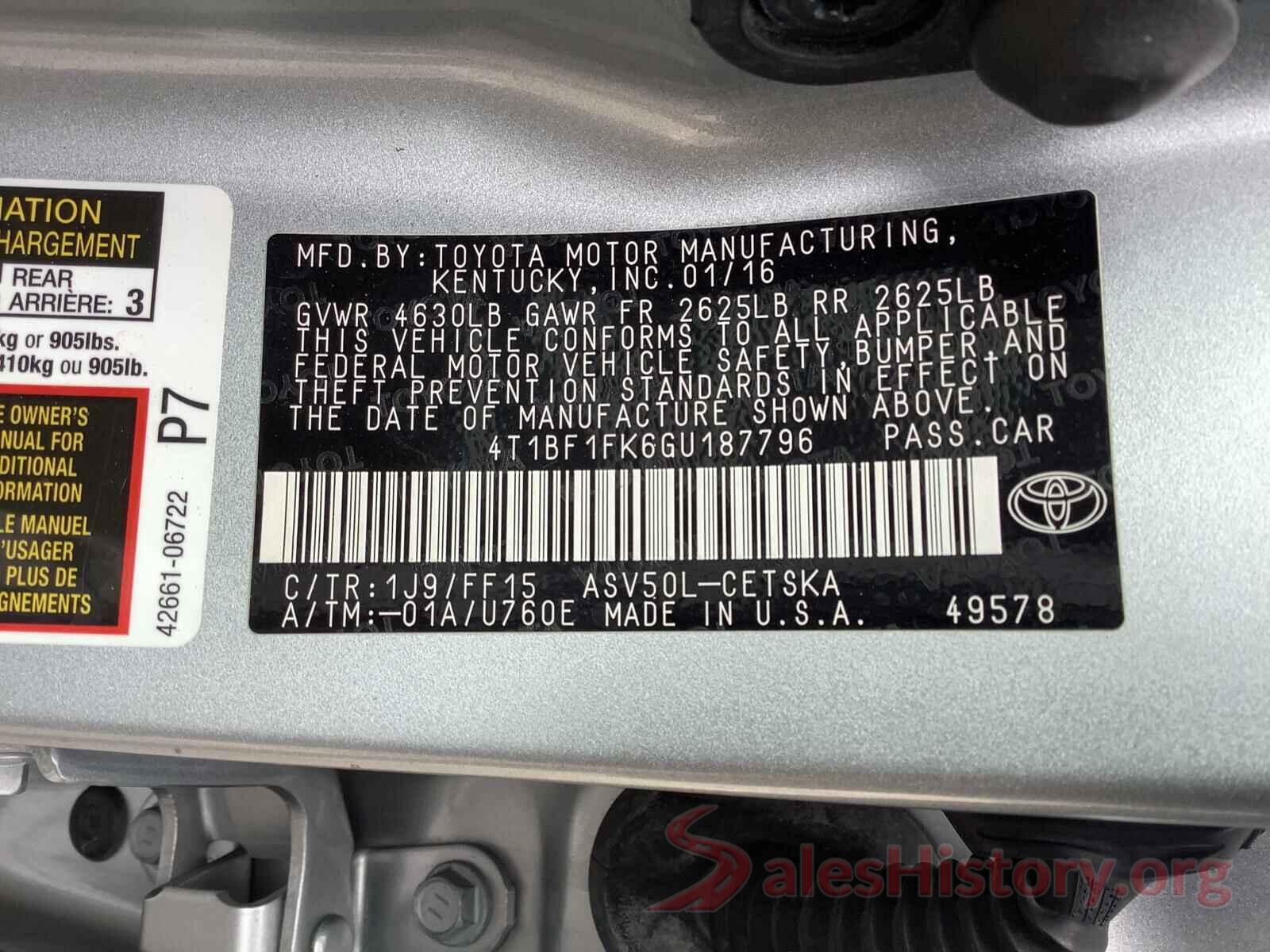 4T1BF1FK6GU187796 2016 TOYOTA CAMRY