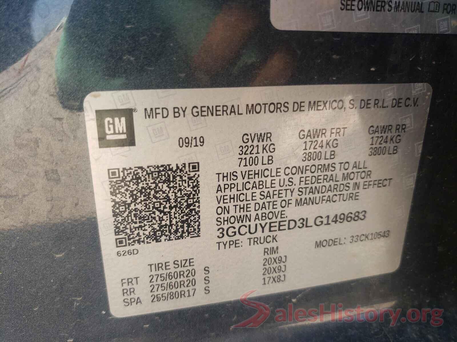 3GCUYEED3LG149683 2020 CHEVROLET SILVERADO