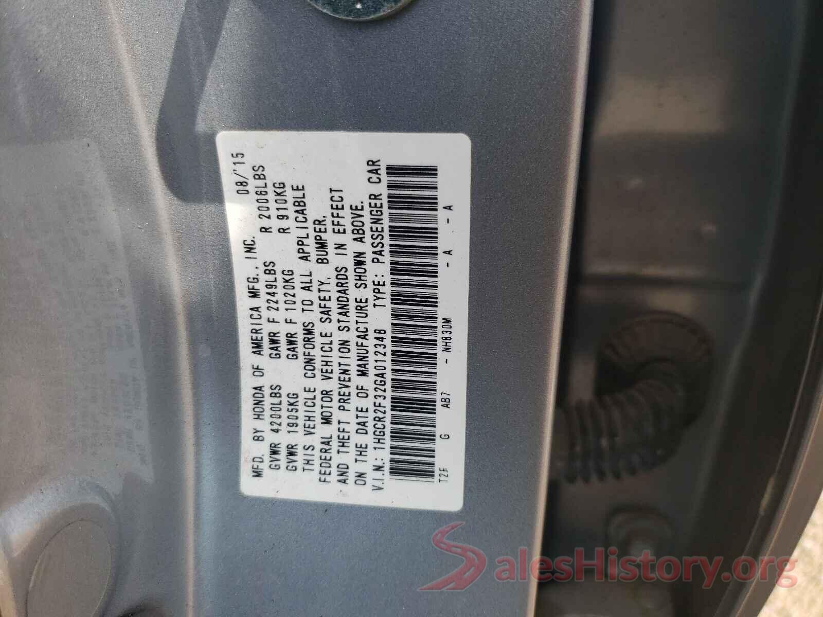 1HGCR2F32GA012348 2016 HONDA ACCORD